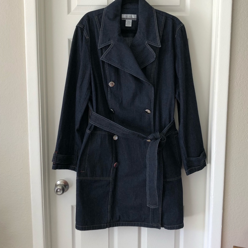 Nine& Co denim double breasted blazer coat or jean dress long line plus …
